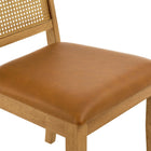 Modway - Arlo Cuir végétalien rembourré en faux rotin et bois Fauteuils d’accompagnement à manger Ensemble de 2 - Bronzage naturel naturel-10