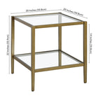 Hudson&Canal - Table d'appoint carrée Hera 50 cm de large avec étagère en verre - Laiton antique-9