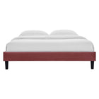 Modway Reign Performance Velvet King Platform Bed Frame - Dusty Rose-Wood Slat Support System