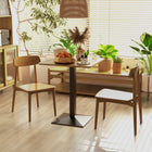 HOMCOM - Table à manger carrée avec base en acier pour cuisine - brun-Dotée d’un plateau carré spacieux pour accueillir aliments et boissons 