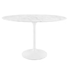Modway Lippa 48" Oval Faux Marble Dining Table - White-Oval-Shaped Artificial Marble Top