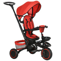Aosom - tricycle 6-en-1 pour tout-petits avec siège rotatif - rouge-Tricycle 6 en 1 pour enfants 