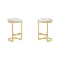 Manhattan Comfort - Aura tabouret de bar moderne 16,54" en similicuir blanc et laiton poli, lot de 2-Tabouret de bar moderne sans dossier, parfait pour une utilisation élégante dans un bar et une cuisine. Ensemble de 2