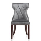 Manhattan Comfort - Lot de 2 chaises de salle à manger traditionnelles Reine 19,7 po en velours gris et noyer-Élégante couture en losange