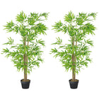 Outsunny - Arbre de bambou artificiel 5 pi en pot - vert - lot de 2-Livré en ensemble de deux pièces pour une présentation plus complète et coordonnée 