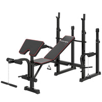 Soozier Weight Bench with Bench Press Rack-Adjustable weights bench offers versatile home gym setup
