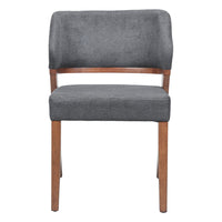 Zuo Sunobu Dining Chair - Azure Grey/Walnut - Set of 2-Cozy polyester linen fabric