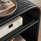 Modway Eve Curved Natural Rattan Side Table - Black-Non-Marking Foot Caps