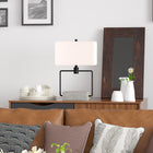 Hudson&Canal Holden 22.75" Tall Table Lamp with Fabric Shade - Concrete/Blackened Bronze/White-Rated for one 60W incandescent bulb - 9W LED bulb, 13W fluorescent (CFL) bulb, or 9W self-ballasted LED bulb, E26-base bulb, Bulb not included
