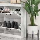 HOMCOM Narrow Shoe Cabinet with Flip Drawers & Adjustable Shelf for Entryway - White-Anti-tipping design assures extra safety  