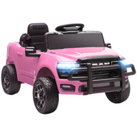 Qaba 12V Licensed Dodge RAM 3500 Electric Kids Ride on Car - Pink-Licensed Dodge RAM 3500 for kids' fun and adventure 