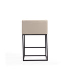 Manhattan Comfort Embassy 20.5" Mid-Century Modern Faux Leather Upholstered Counter Stool - Cream and Black - 2 Pack-Delivered to you Fully Assembled! No Assembly Required
