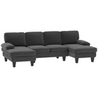HOMCOM - canapé sectionnel en forme de U avec accoudoirs à dessus coussiné - gris foncé-La mousse haute densité et les ressorts ensachés garantissent une assise confortable sans affaissement   