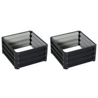 Outsunny - Carré potager surélevé 2 pi L x 2 pi l x 1 pi H, 2 pièces, cadre en acier galvanisé pour légumes - gris - Paquet de 2-Ensemble de deux jardinières en acier galvanisé 