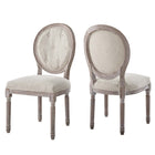 Modway Arise Vintage French Upholstered Fabric Dining Side Chair - Beige - 2 Pack-Vintage French Dining Side Chair