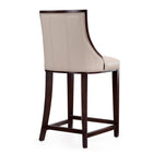 Manhattan Comfort - Tabouret de comptoir Fifth Avenue 19" traditionnel rembourré en similicuir - crème et noyer foncé - lot de 3-Livré chez vous entièrement assemblé ! Aucun assemblage requis