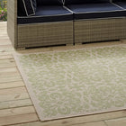 Modway - Ariana Treillis floraux vintage à l’intérieur et à l’extérieur Tapis de 5 pi l x 8 pi L - Vert clair et beige-Dessous en caoutchouc de prise
