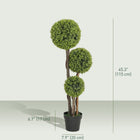 HOMCOM - Arbre topiaire artificiel à trois boules en buis 45 po - vert - ensemble de 2-Les pots de pépinière robustes offrent des bases stables 