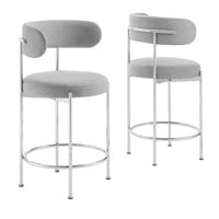 Modway Albie Fabric Counter Stools - Grey/Silver - 2 Pack-Modern Counter Stools - Set of 2