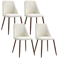 HOMCOM - Chaises de salle à manger en velours - blanc crème - ensemble de 4-Emballé par lot de 4, utilisez-le pour dîner, discuter et plus encore