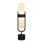 Hudson&Canal - Lampe de table Blair en forme de pilule avec abat-jour en verre laiteux - Bronze noirci/blanc-Comprend un cordon de 6 pieds avec interrupteur à bascule