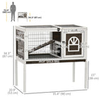 PawHut Rabbit Hutch with Run, Ladder and Slide-Out Tray - Coffee-Solid fir wood frame with pet-safe paint and secure latches ensures pet safety 