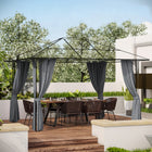 Outsunny - Rideaux de gazebo 10 pi L x 12 pi l avec portes à fermeture éclair, crochets/anneaux en C pour patio, rideaux uniquement, gris foncé-Fabriqué en tissu polyester résistant et de haute qualité  