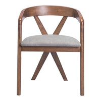 Zuo Cairo Dining Chair - Dove Grey/Walnut-Cozy polyester linen fabric