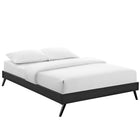 Modway Helen Vinyl Queen Bed Frame with Round Splayed Legs - Black-Center Rail with Support Two Legs