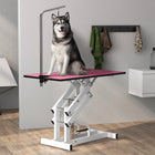 PawHut - Table de Toilette Réglable en Hauteur pour Chiens - Rose-Le bras de toilettage est réglable avec une boucle en nylon, idéal pour différentes tailles d’animaux