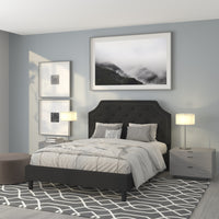 Flash Furniture - Lit plateforme Brighton grand touffeté en tissu noir-Lit de plateforme