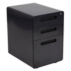 Flash Furniture Ergonomic 3-Drawer Locking Legal/Letter Mobile Filing Cabinet - Black-Sleek appearance with inset handles