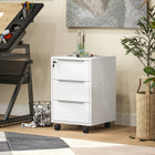 HOMCOM 3-Drawer Vertical Letter/A4 Filing Cabinet with Lock - White-Drawers are armed with full extension glides for easy access
