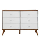 Modway Transmit 47" Dresser - Walnut White-Particleboard and Wood Construction