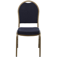 Flash Furniture – Chaise banquet empilable à dossier en dôme, siège en tissu bleu 2,5po, armature dorée (FDC03AGH203774)-Chaise de banquet multi-usages