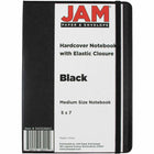 JAM Paper Hardcover Medium Journal Notebook with Elastic - 100 Lined Sheets - 5" x 7" - Black-Size: Medium (5 x 7 inches) | Fits easily in bags, backpacks, and brief cases.