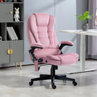 Vinsetto High Back Massage Office Chair with 6-Point Vibration - Pink-High-back line design with thick padding, provides extra comfort