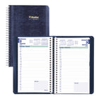 Blueline 2027 Daily Planner with Spiral Binding and Soft Lizard-Like Cover - 8" x 5" - Blue - Bilingual-12-Month: January 2027 to December 2027