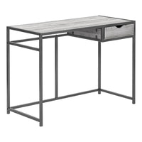 Monarch Specialties 7217 42" Computer Desk - Grey/Dark Grey Metal-Computer desk with 1 small storage drawer featuring a comfortable cutout handle and metal drawer slides