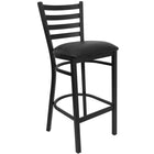Flash Furniture – Tabouret de bar pour restaurant HERCULES en métal, dossier à traverses horizontales noires, assise vinyle noir-Tabouret de bar en métal