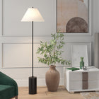 Hudson&Canal - Lampadaire Somerset de 162 cm de haut avec abat-jour en tissu Empire - Bronze noirci/blanc-Conçu pour une ampoule à incandescence de 100 W - ampoule LED de 9 W, ampoule fluorescente (CFL) de 23 W ou ampoule LED à ballast automatique de 9 W, ampoule à culot E26, ampoule non incluse