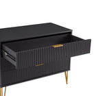 Manhattan Comfort DUMBO 35.19" Modern Dresser - Black-Stylish Splayed Gold Metal Legs Adding Seamless Fashion Design and Durability.