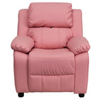 Flash Furniture – Fauteuil en vinyle inclinable pour enfant avec espace de rangement, style contemporain, rose-Appui-bras rabattables avec rangement