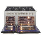 Kucht 48" KDF Series Pro Style Propane Ready Dual Fuel Range - Stainless Steel/Black-Full stainless steel finish with a professional handle and classic silver metal control knobs for a premium, durable look
