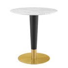 Modway Zinque 28" Artificial Marble Dining Table - Gold White-Modern Dining Table