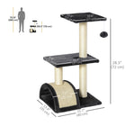 PawHut 28" Cat Tree Climbing Tower with Sisal Scratching Post - Grey-Arc scratching pad for digging and shedding their claws 