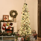 HOMCOM 7.5' Pre-Lit Snow-Flocked Christmas Tree - Green-Warm white 350 LED lighting built right into the tree provides a dazzlingly display 