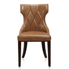 Manhattan Comfort - Lot de 2 chaises de salle à manger traditionnelles Reine 19,7 po en similicuir - coloris selle et noyer-Élégante couture en losange