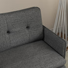 HOMCOM - Fauteuil moderne avec large assise lounge - pieds en acier - capitonné à boutons pour chambre - gris foncé-Dimensions de l’assise : 24,8 po l x 18,9 po P (63 x 48 cm) 
