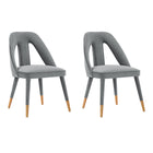 Manhattan Comfort - Lot de 2 chaises de salle à manger modernes Neda 53 cm, revêtement en velours gris-Chaise de salle à manger moderne pour salle à manger et usage de chaise de travail